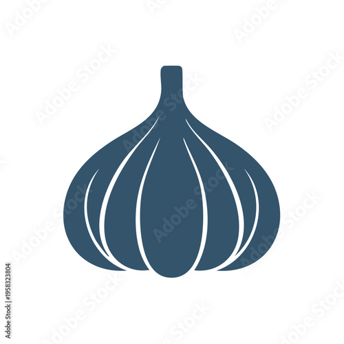 Single Blue Garlic Bulb Icon Simple Stylized Illustration