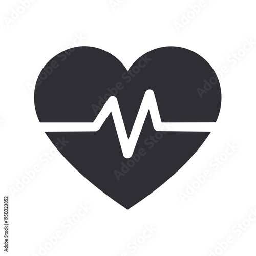 Heart shape with cardiogram line graphic symbol for health and medicine