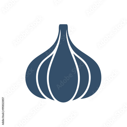 Stylized Dark Blue Garlic Bulb Icon Minimalist Illustration