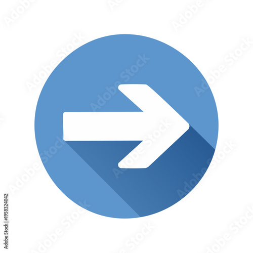 Free Download White Arrow in Blue Circle with Long Shadow Directional Sign - GFXLoad