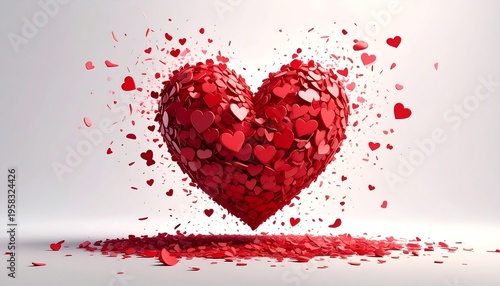 Explosion of Red Hearts Symbolizing Love and Celebration.