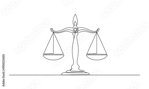A black and white illustration of a scales of justice