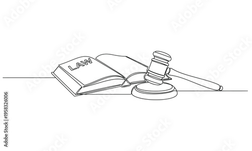 Law and justice symbolism with gavel and open book