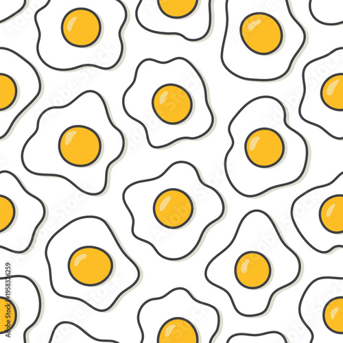 seamless pattern with fried eggs- vector illustration