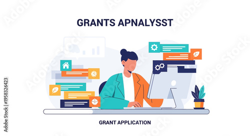 Grants Analyst Working on Grant Application.