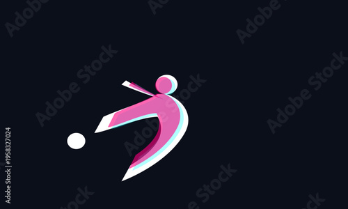 Vector pink stick figure playing field soccer icon