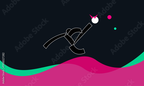 Vector illustration of soccer abstract wave design with kick, colorful, modern