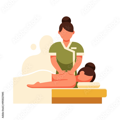 Massage Therapy Session Professional Masseuse Giving Client Relaxing Back Massage
