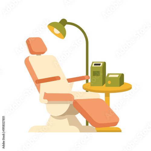 Dental Clinic Examination Chair and Medical Equipment Illustration