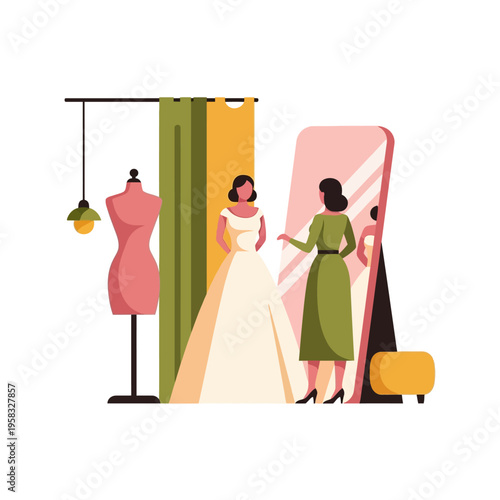 Wedding Dress Fitting with Bride and Friend at a Bridal Boutique