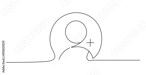 Vector illustration of a line drawing of a person with a plus sign