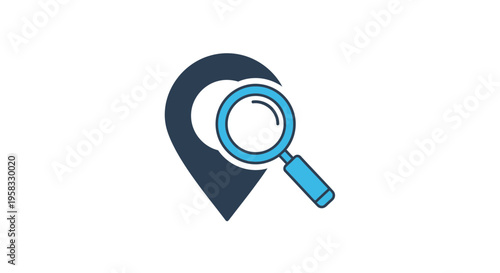 Map Pin Location Search Magnifying Glass Icon, Find Place, Navigation Concept