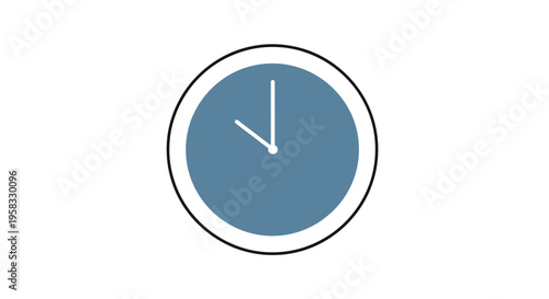 Minimalist Clock Face Icon, Time Concept, Isolated on White