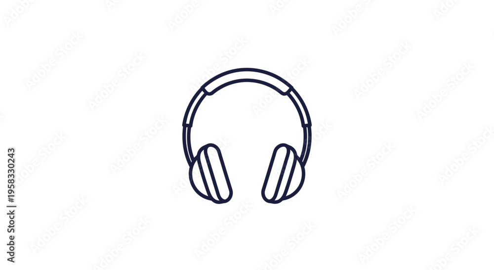 Obraz premium Minimalist outline icon of headphones on a white background