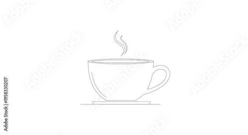 Minimalist Line Art Coffee Cup with Steam - Simple Beverage Icon