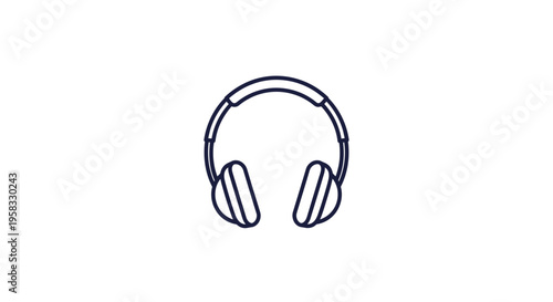 Minimalist outline icon of headphones on a white background