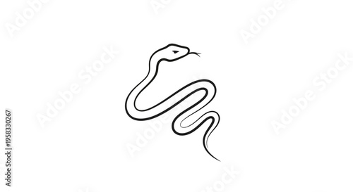Minimalist Snake Illustration - Black Ink Drawing on White Background