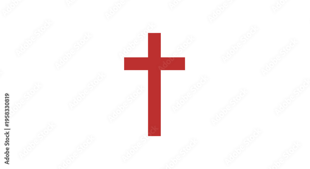 Obraz premium Red Christian Cross Symbol on White Background