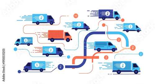 Logistics Network of Delivery Trucks and Vans.