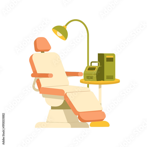 Dental Chair and Medical Equipment in a Clinic Setting Illustration