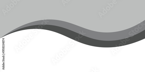 Minimalist black and gray wave vector design with smooth flowing curves at the bottom, transitioning into a clean white background. Ideal for banners, footers, or modern layouts.