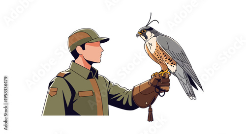 Man holding a falcon bird of prey.