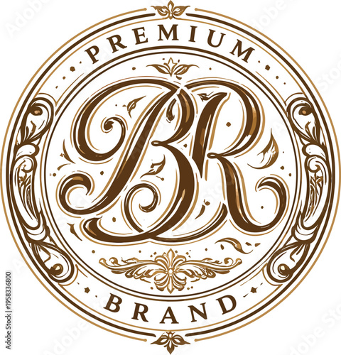 Elegant vintage monogram logo with ornate frame and luxury lettering. Perfect for premium brands, boutiques, jewelry, fashion labels and high-end business identity.