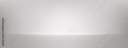 Ivory space background with 3d limbo light on floor. Grey studio with neutral back bg. Empty showroom perspective interior with wood stripe texture. Royal cream stand mockup for cosmetic product