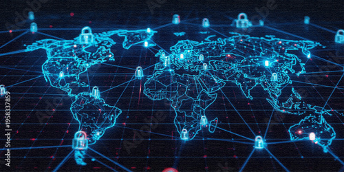 Blockchain Technology Network with Cryptocurrency Symbols
