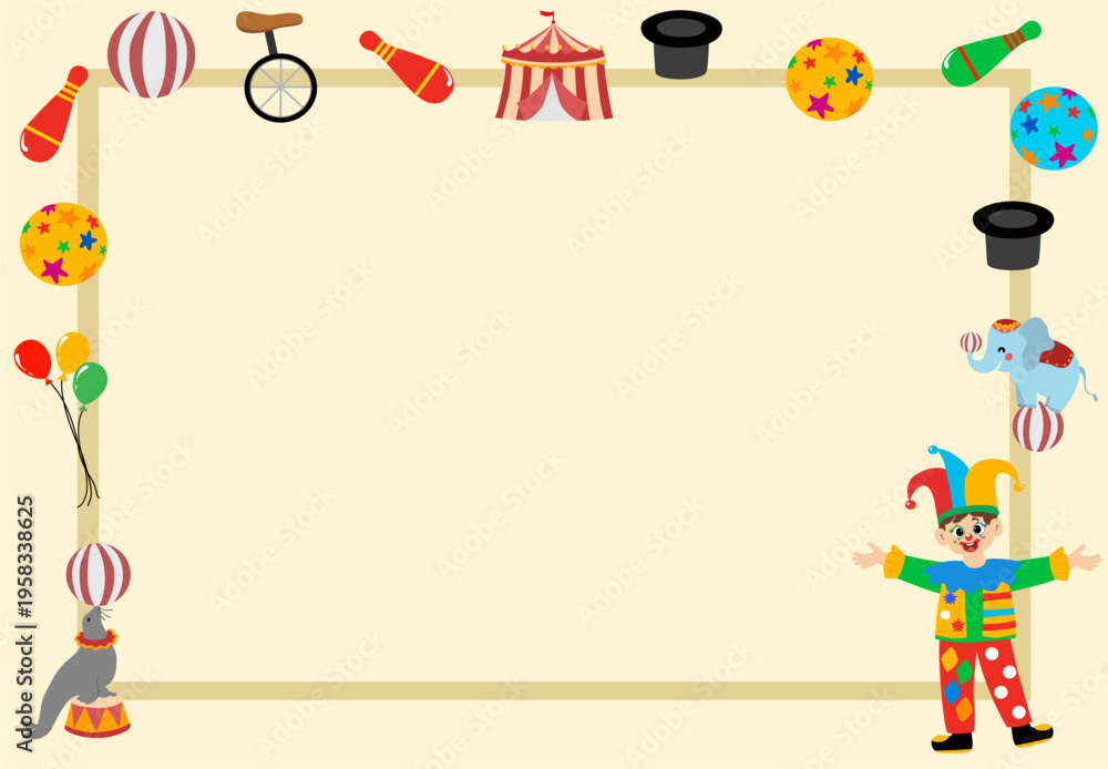Naklejka premium Circus theme flat design background, vector illustration