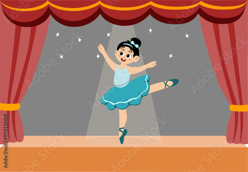 cute little kid dancing ballet on stage