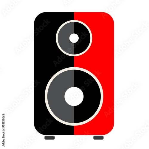 Audio Speaker Illustration: A vibrant illustration of a black and red audio speaker, perfect for music lovers and audio enthusiasts.