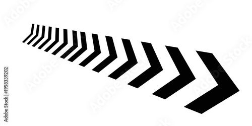 Arrow chevron symbol. Black arrows symbols set. Blend effect. Vector isolated on white.