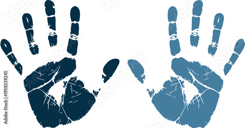 Handprints, dual color illustration, creative abstract design, artistic textured palms, vector concept, modern minimalistic pattern, human expression, symbolic touch, decorative artwork.
