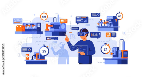 Man wearing VR headset interacting with futuristic technology interface.