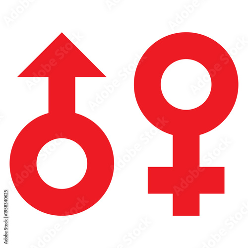 Male and female gender symbol icon. Protection of rights, equal rights. Gender different style symbol sign. Vector illustration isolated on white background.	