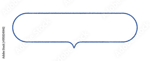 シンプルな手書きの青い線の吹き出し - 横長のコピースペース付きのポップでおしゃれな線フレーム素材
