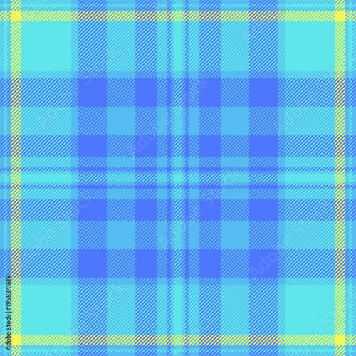 Thanksgiving seamless pattern plaid, border vector check fabric. Birthday card textile background texture tartan in cyan and blue colors.