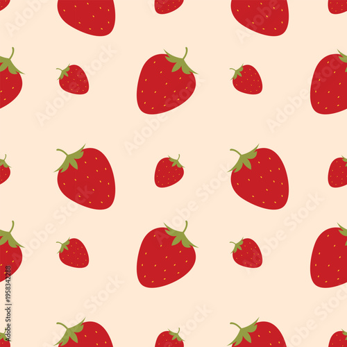 Seamless strawberry pattern. Cute summer pattern, perfect for textile, wrapping paper, packaging, fabric design and surface patterns.