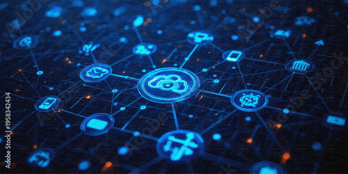 Futuristic Digital Network with Blockchain Technology Concept