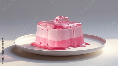 pink gelatin dessert, wobbly translucent texture