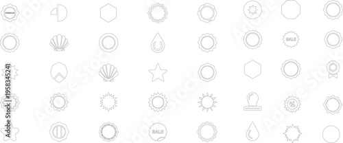 Set of various vector badge and label shapes isolated on white background
