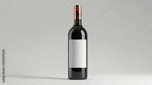 red wine bottle with blank label and foil cap