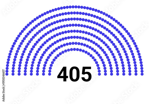 Hemicycle 405 seats - 8 rows