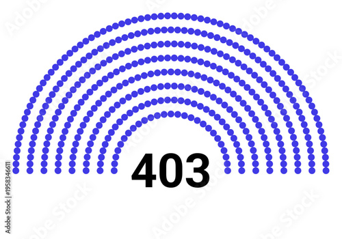 Hemicycle 403 seats - 8 rows