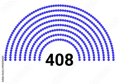 Hemicycle 408 seats - 8 rows
