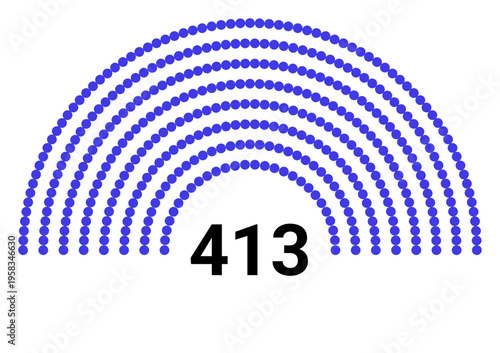 Hemicycle 413 seats - 8 rows