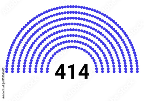 Hemicycle 414 seats - 8 rows