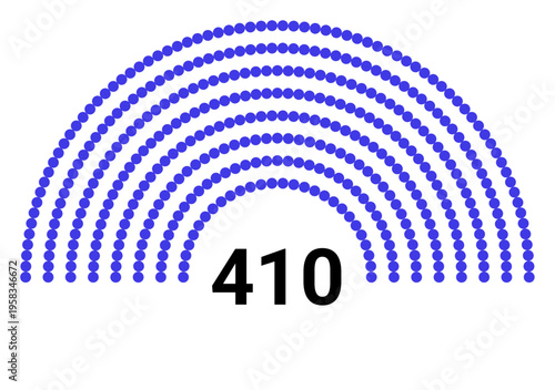 Hemicycle 410 seats - 8 rows