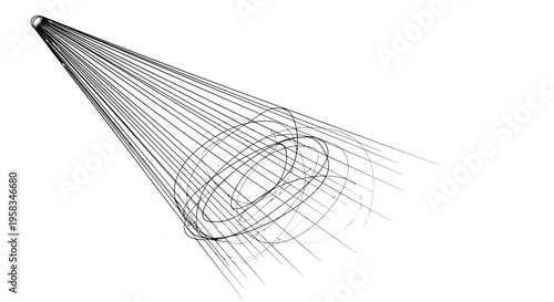 Abstract light beam cone, spotlight projection, digital graphic